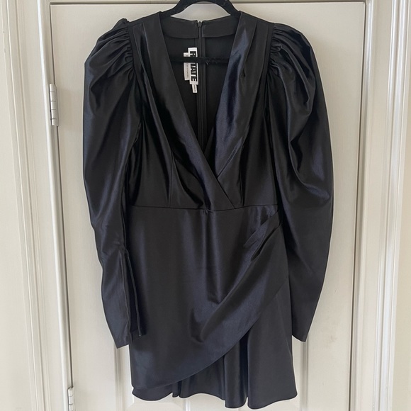 Rotate Birger Christensen Black Puff Sleeve Mini Dress - Picture 2 of 9
